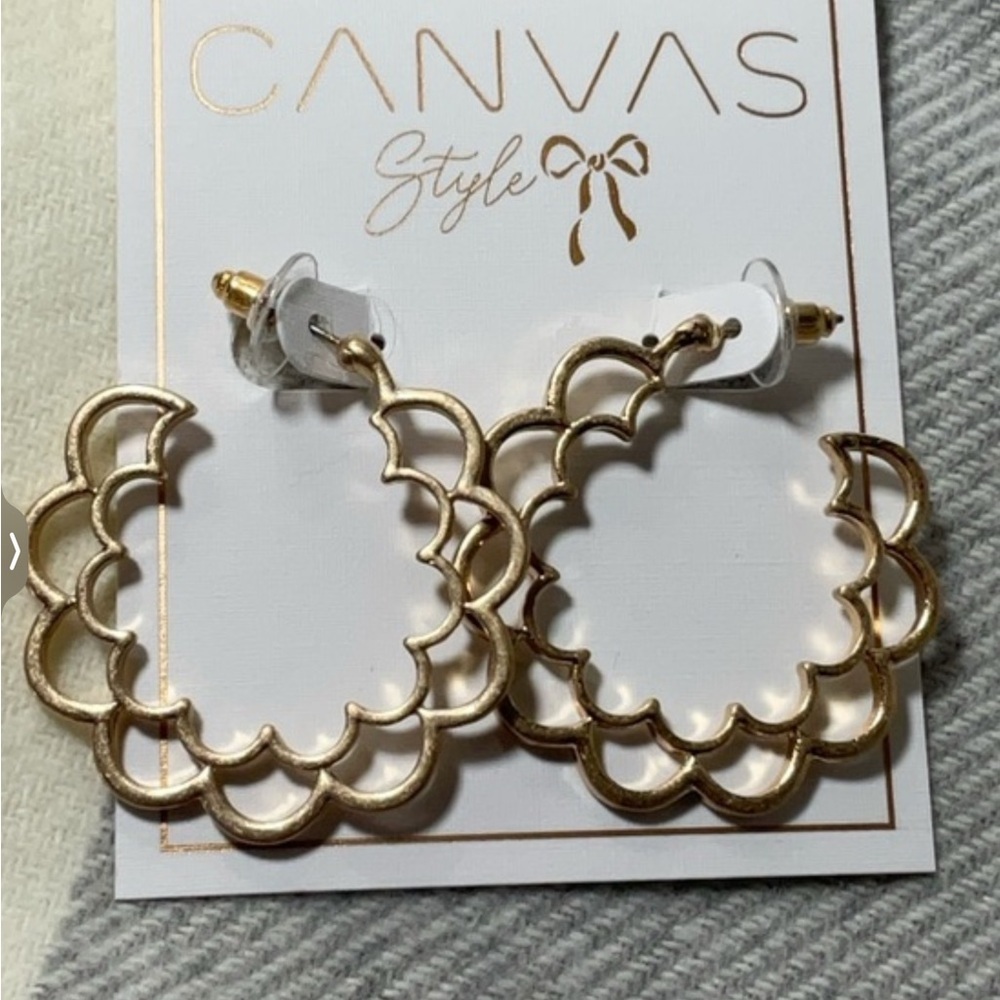 Canvas Gold Beaded Hoop Earrings